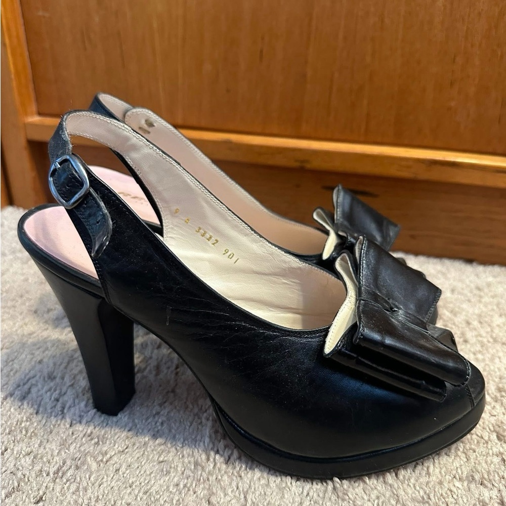 Black ReMix “Rita” Peep-Toe Slingback Heels shoe rockabilly - Picture 2 of 8